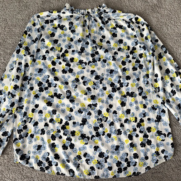 Ann Taylor - Floral Print Ruffle Neck Long Sleeve Top - XL - Picture 2 of 8